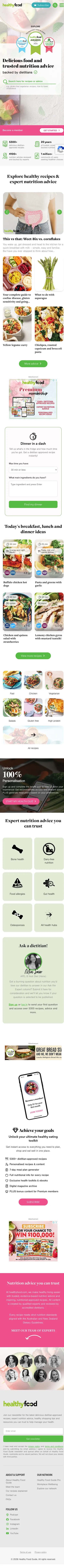 Healthy Food Guide website on mobile